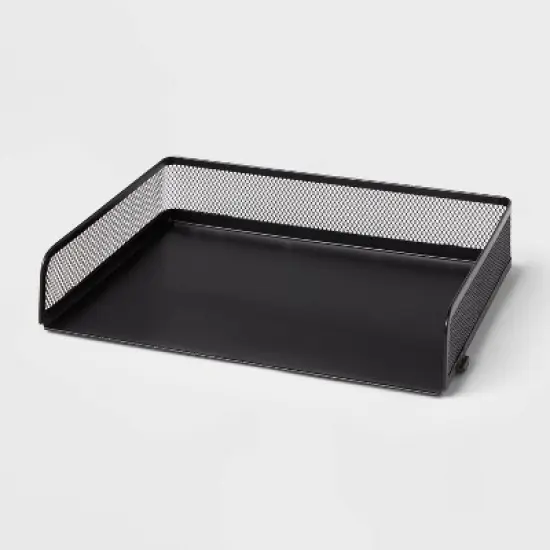 Mesh Stacking Letter Tray with Wide Side Opening Black - Brightroom&trade; image {3}