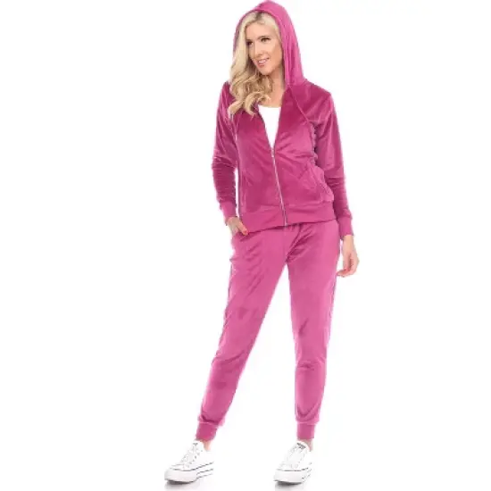 Women's 2 Piece Velour Tracksuit Set - White Mark image {10}