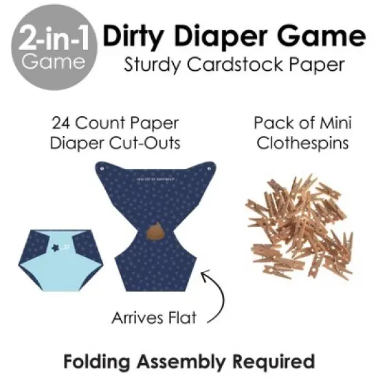 Big Dot of Happiness Baby Boy - Blue Baby Shower Conversation Starter - 2-in-1 Dirty Diaper Game - Set of 24 image {3}