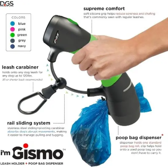 Dog Gone Smart I'm Gismo Expandable Leash Handle with Poop Bag Dispenser and Patented Rail System for Safer, Smoother Dog Walking image {4}