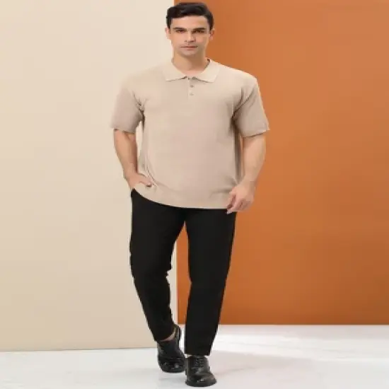 Lars Amadeus Men's Short Sleeves Solid Color Knitted Sports Golf Polo Shirts image {1}