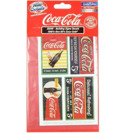 1940's Thru 60's "Coca-Cola" Building Signs Decals for 1/87 (HO) Scale Models by Classic Metal Works image {2}