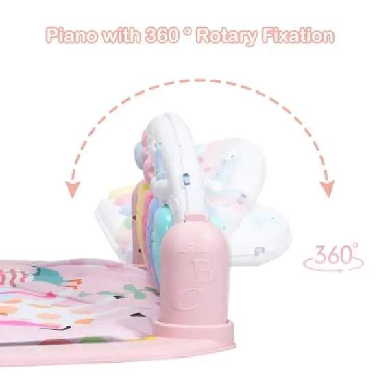 3 in 1 Baby and Toddler Learning Toys  Fitness Music and Lights Fun Piano Activity Center Pink image {4}