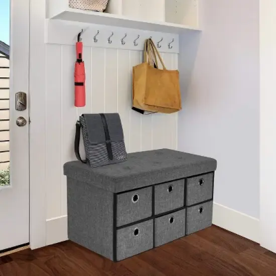 Sorbus Storage Bench Chest with Drawers (Gray) image {3}