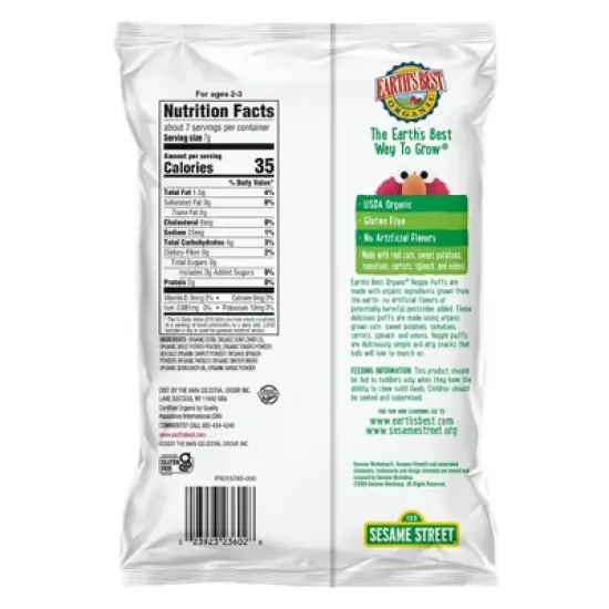 Earth's Best Organic Veggie Puffs Baby Snacks Baby & Toddler Snacks Sesame Street - 1.55oz image {1}