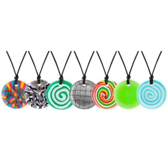 Chewigem Chewable Button Necklace, Multicolor Swirl image {1}