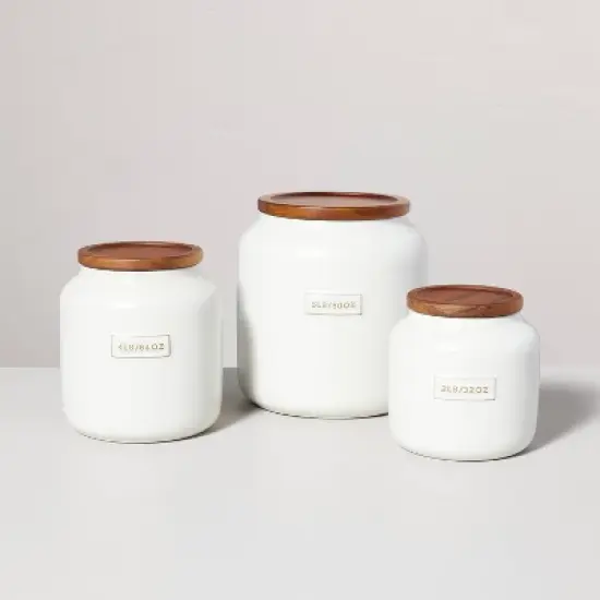 Dry Goods Stoneware Canister with Wood Lid Cream/Brown - Hearth & Hand&trade; with Magnolia image {2}
