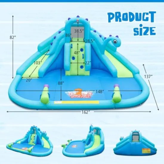 Tangkula Inflatable Water Slide  Blowup Water Park with Dual Slides Climbing Wall  Large Splash Pool & Dual Water Cannons (Without Blower) image {8}