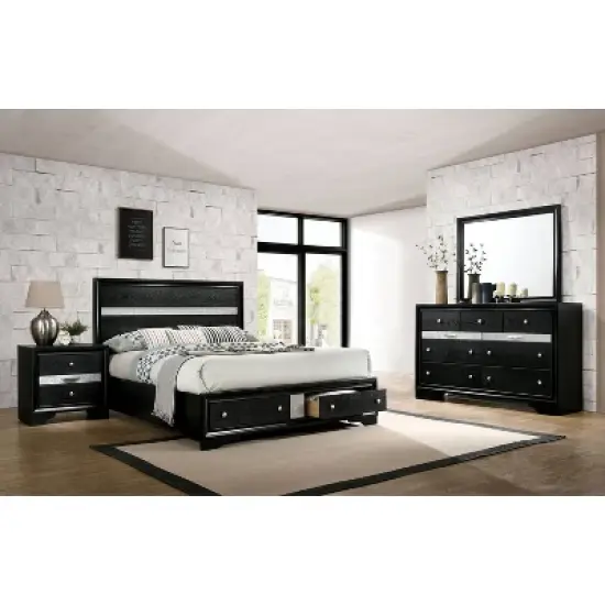 3pc Whether by Bed Nightstand and Dresser Set Black - miBasics image {4}