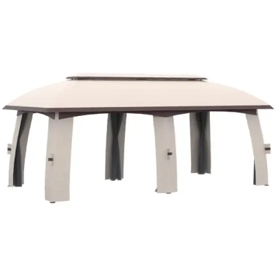 Outsunny 10' x 20' Patio Gazebo, Outdoor Gazebo Canopy Shelter with Netting & Curtains, Vented Roof, Steel Frame for Garden and Lawn image {7}