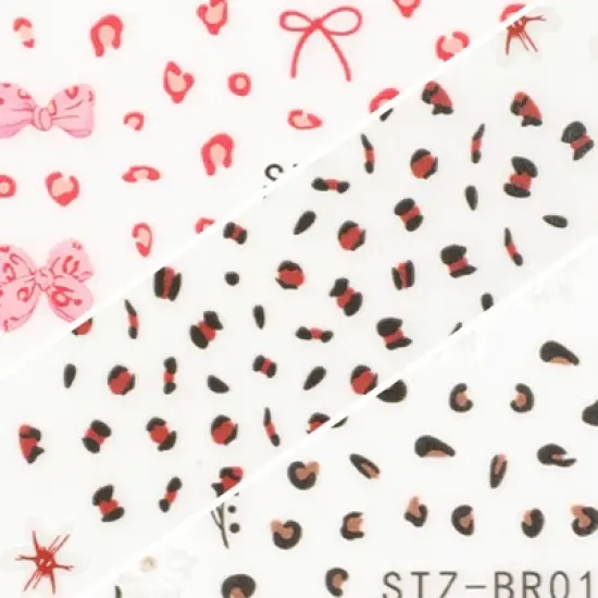 Unique Bargains Self-Adhesive Floral Bow Pattern Nail Art Stickers Pink White 3 Pcs image {2}