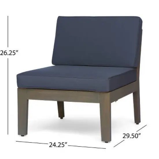 Grenada 7pc Acacia Sectional Sofa Set - Gray/Dark Gray - Christopher Knight Home image {7}