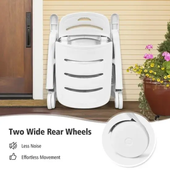 Costway Adjustable Folding Patio Chaise Deck Chair Lounger 5 Position Recliner w/ Wheels image {9}