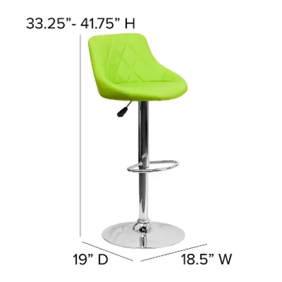 Emma and Oliver Bucket Seat Adjustable Height Barstool with Diamond Pattern Back image {3}