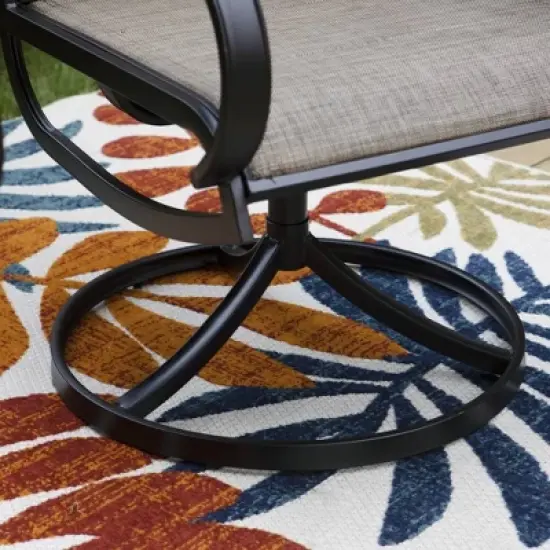 7pc Metal Patio Dining Set with 60"x37" Rectangular Metal Table & Padded Swivel Chairs - Captiva Designs image {7}