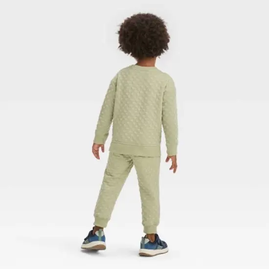 Toddler Boys' Embossed Knit Crew and Jogger Pants Set - Cat & Jack&trade; Green image {1}