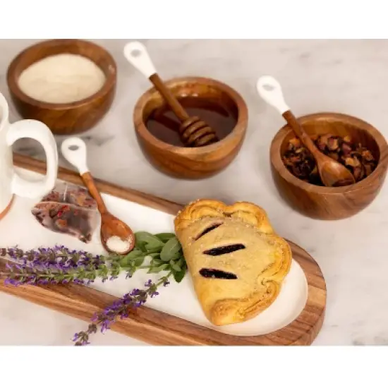 Jeanne Fitz Wood + White Collection Acacia Wood 10pc Dipping Bowls with Charcuterie Utensils image {2}