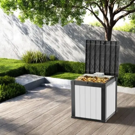 DSVIMOY Deck Boxes, 2-Piece 45 Gal Outdoor Storage Deck Box, Small Patio Storage Bin for Garden Tools image {4}