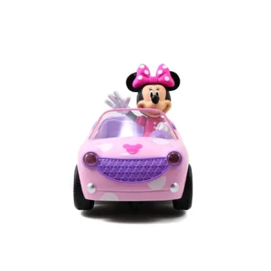 Jada Toys Disney Junior RC Minnie Bowtique Roadster Remote Control Vehicle 7" Pink with White Polka Dots image {2}