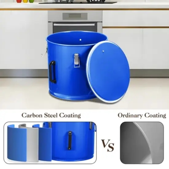 Fryer Grease Bucket 10 Gal Oil Disposal Caddy Steel Fryer Oil Bucket with Rust-Proof Coating Lid Lock Clips Filter Bag Oil Transport Container image {4}