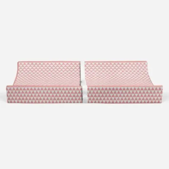 Bacati - Olivia Coral Triangles Quilted Muslin Changing Pad Cover image {5}