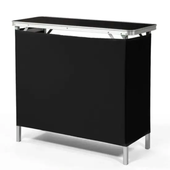 Karl Home Patio Black Portable Folding Bar Table with Shelf image {9}