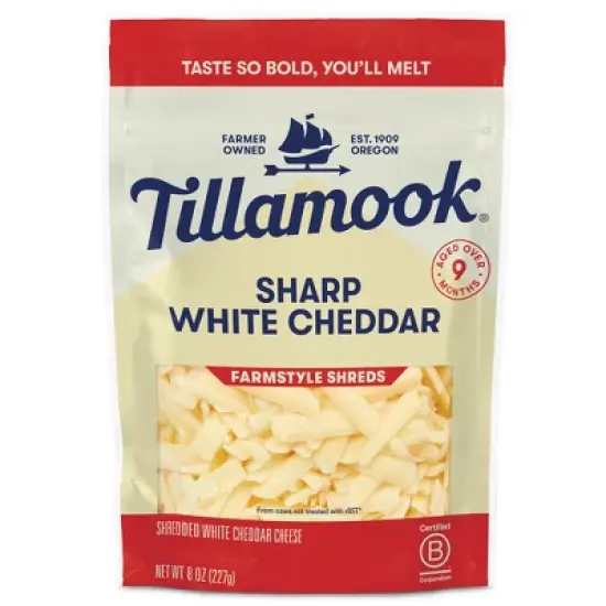 Tillamook Farmstyle Sharp White Cheddar Shredded Cheese - 8oz image {9}