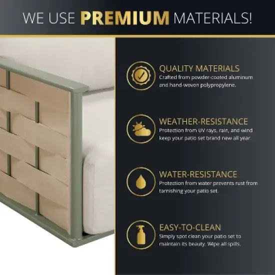 Kinger Home Komodo 4-Piece Patio Furniture Set, Outdoor Conversation Set with Cushioned image {1}