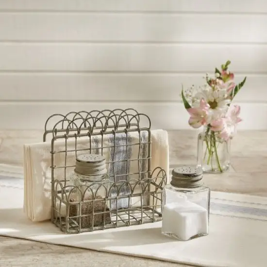 Park Designs Vintage Shabby Chic Wire Salt and Pepper Caddy image {1}