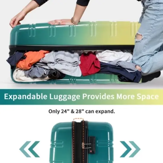 MOEPISY 3 Piece Luggage Sets Gradient Color Expandable Suitcase with Spinner Wheels and TSA Lock Lightweight image {4}