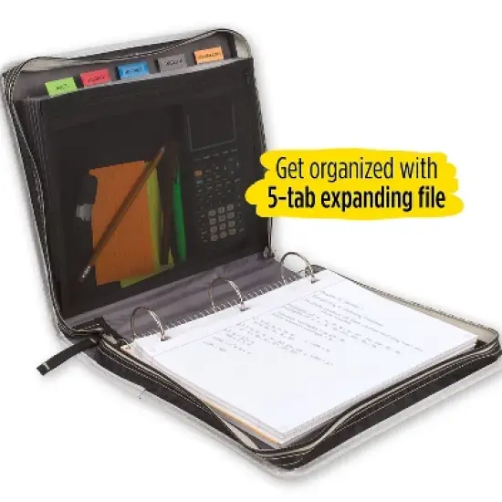 Five Star 2" 3-Ring Zipper Binders Black/Gray (29052IT8) image {4}