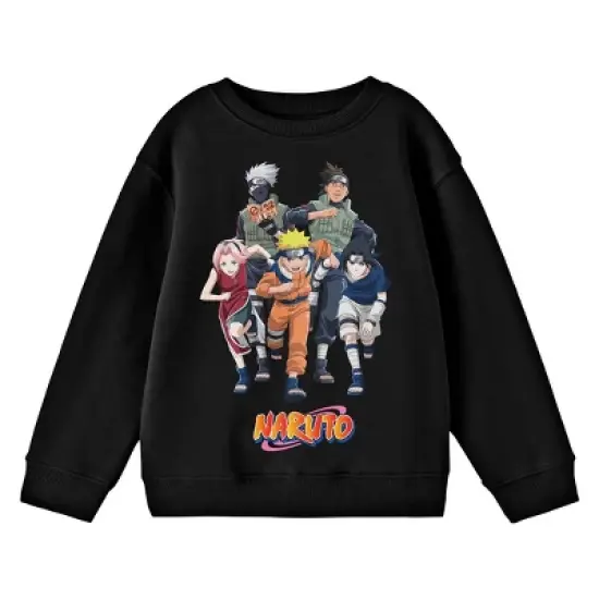Naruto Classic Character Art and Logo Youth Black Crew Neck Sweatshirt image {2}