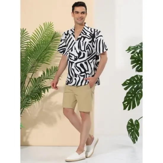 Lars Amadeus Men's Animal Print Shirt Short Sleeves Button Up Casual Print Shirts image {3}