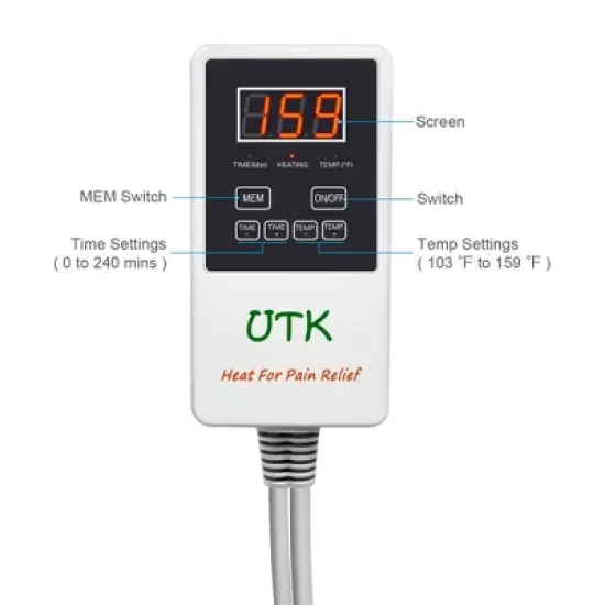 UTK 270 Tourmaline & Jade Stone Far Infrared Heating Pad for Full Body Pain Relief with Smart Remote Controller and Carry Bag image {4}