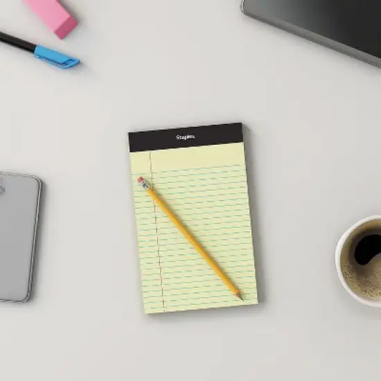 Staples Notepads 5" x 8" Narrow Canary 50 Sheets/Pad 12 Pads/Pack (26829) 163832 image {7}