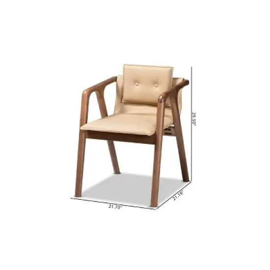 2pc Marcena Imitation Leather Upholstered and Wood Dining Chair Set - Baxton Studio image {8}