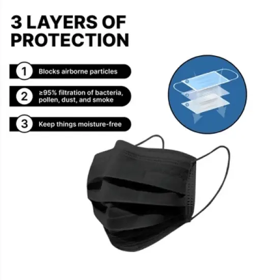 MagiCare - Multicolor Protective Face Masks for Adults - Breathable 3-Layer Disposable Masks - 50ct Box image {4}