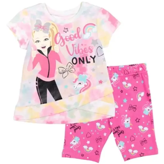 JoJo Siwa Girls Graphic T-Shirt and Bike Shorts Outfit Set Toddler to Big Kid image {9}