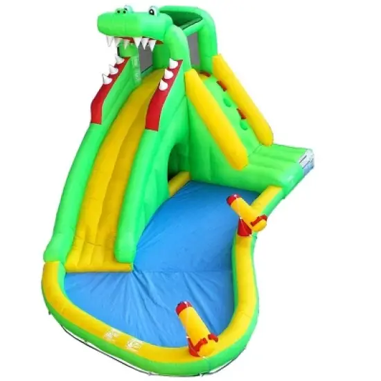 Pogo Bounce House Backyard Kids Home Water Park Inflatable Water Slide Gator with Splash Pool image {5}