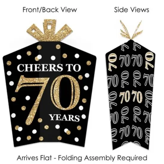 Big Dot of Happiness Adult 70th Birthday - Gold - Table Decorations - Birthday Party Fold and Flare Centerpieces - 10 Count image {1}