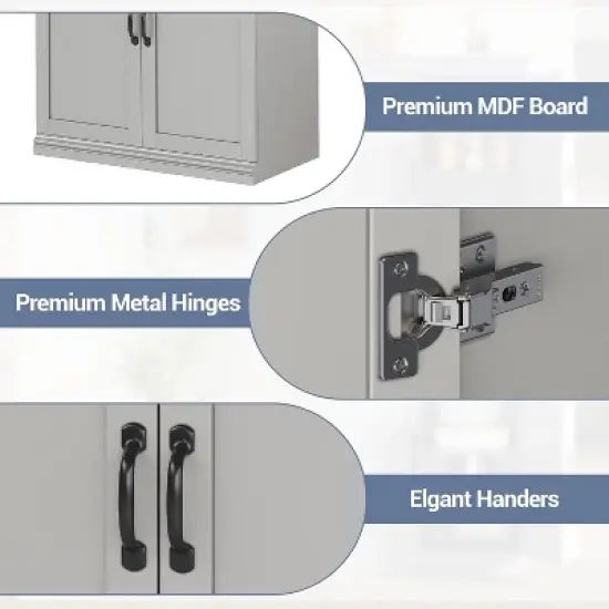 70" Multi-Room Pantry Cabinet w/ Drawer & 4 Doors - Adjustable Shelves, Engineered Wood, Freestanding Cray image {3}