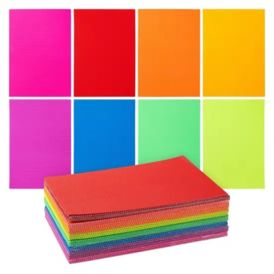64 Pack Corrugated Cardboard Sheets for Arts and Crafts, School Projects, 8 Bright Colors, 8.3 x 11.8 in image {5}