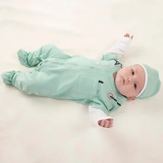 Baby Aspen "Big Dreamzzz" Baby M.D. Three-Piece Layette Set in "Doctor's Bag" Gift Box | BA16010GN image {4}