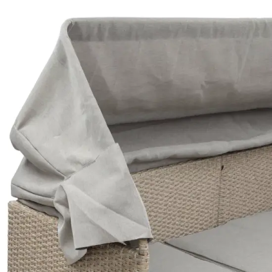 4pc Outdoor Adjustable Wicker Sectional Set with Canopy & Table - GODEER image {6}