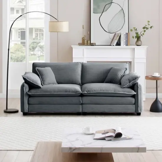 NicBex Couches for Living Room Large Deep Seat 2 Seater Sofa Couch Comfort Corduroy Upholstered Sofa With 4 Pillows for Bedroom image {7}