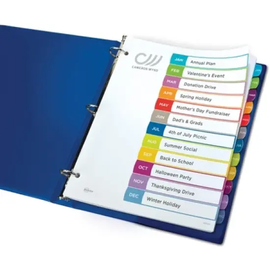 Avery Jan-Dec Dividers for 3 Ring Binders, 12 Tabs per Set, Customizable Table of Contents, Multicolor Arched Tabs (11847) image {8}