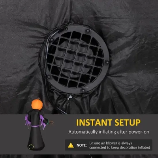 Syemin Inflatable Holiday Decorations 7' Halloween Inflatable Outdoor Decoration Reaper Ghost Pumpkin, Blow Up Yard Decor, Black, 43.3"*26"*82.8" image {4}