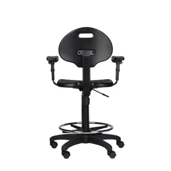 22"-32" Adjustable Height Polyurethane Task Office Chair with Arms Black- Hampden Furnishings image {17}