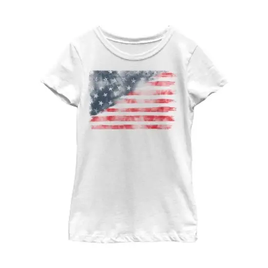 Girl's Lost Gods Fourth of July  Watercolor American Flag T-Shirt image {3}