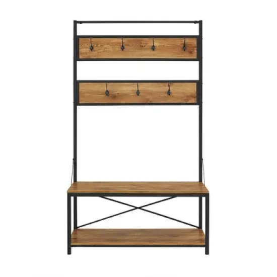 72" Urban Farmhouse Mixed Material Hall Tree - Saracina Home image {2}